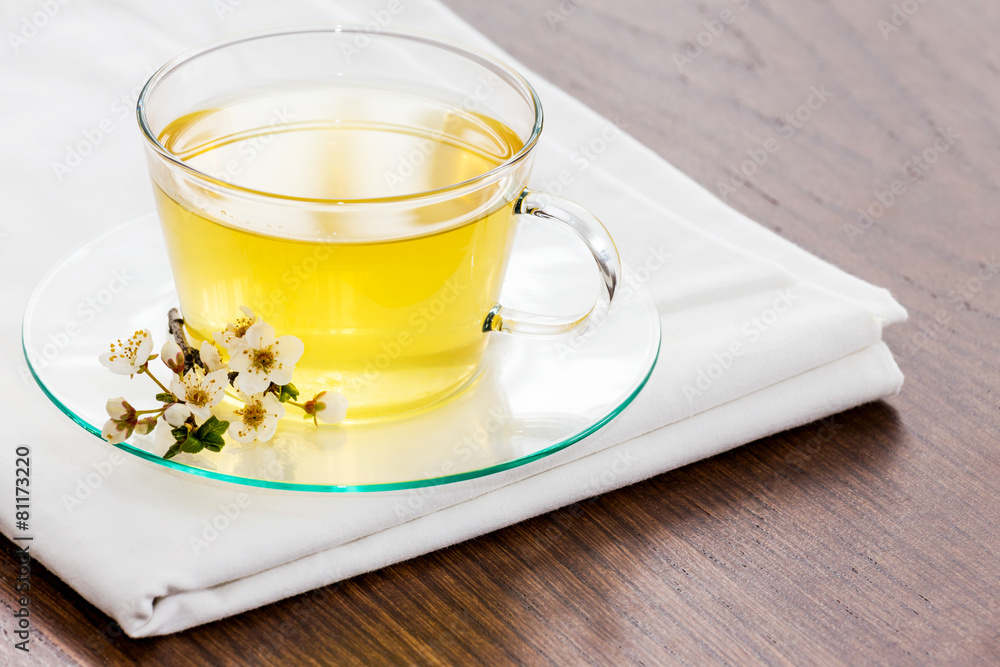 Glass tea cup cherry blossoms. Glass tea cup cherry blossoms.