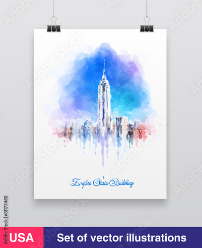 New York City skyline with urban skyscrapers. Vector