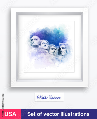 Vector watercolor Famous Landmark and Mountain Sculpture - Mount