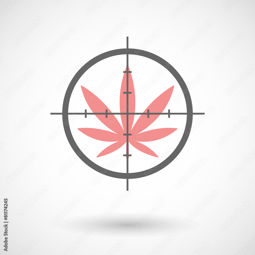 Crosshair icon with a marijuana leaf Crosshair icon with a marijuana leaf