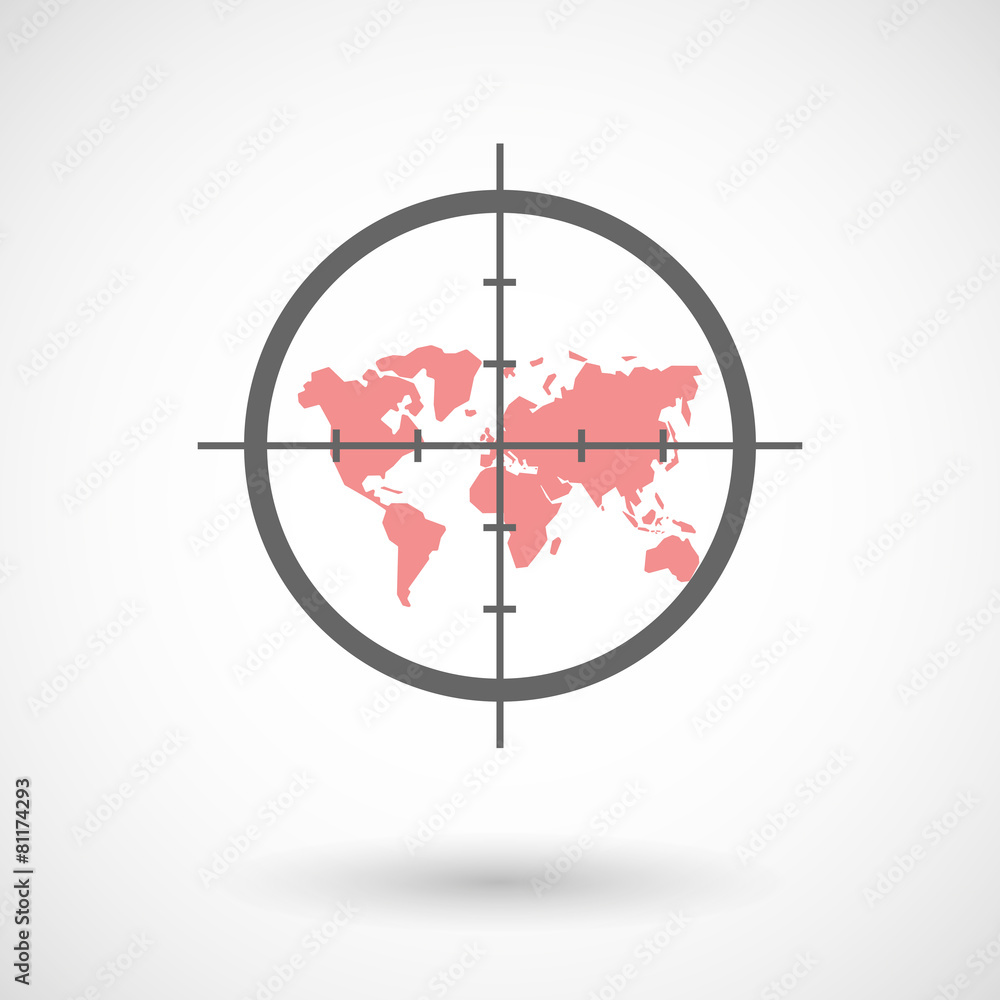 Crosshair icon with a world map Crosshair icon with a world map