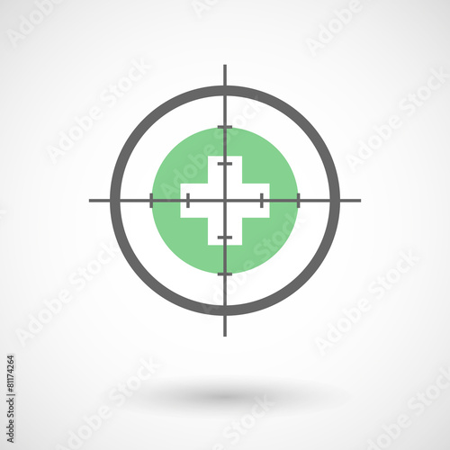 Crosshair icon with a pharmacy sign