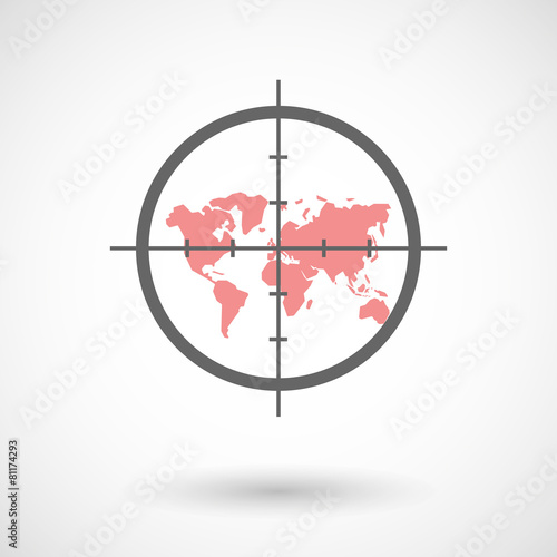 Crosshair icon with a world map