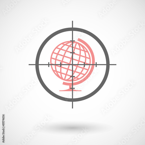 Crosshair icon with a world globe