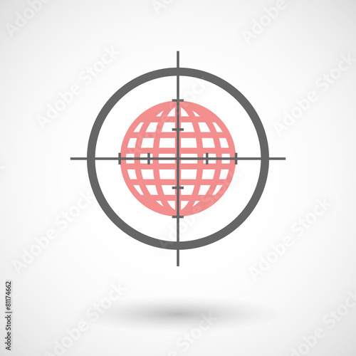 Crosshair icon with a world globe