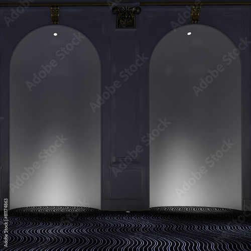 Slika na platnu Two empty alcoves with down lights