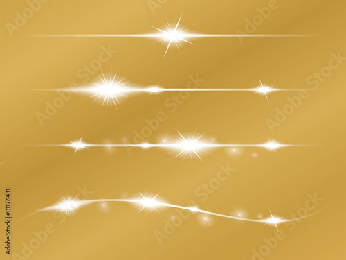 Set of Vector glowing light effect stars with sparkles