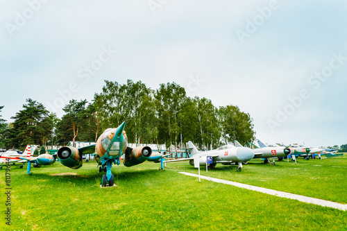 Russian Soviet planes stands in Aviation Museum near Minsk