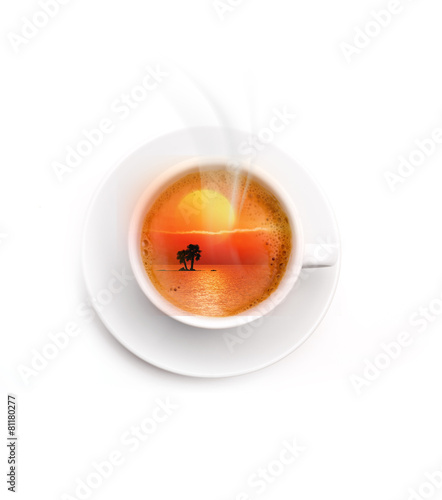 Kaffeetasse mit Sonnenuntergang