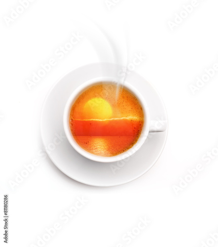Kaffeetasse mit Sonnenuntergang