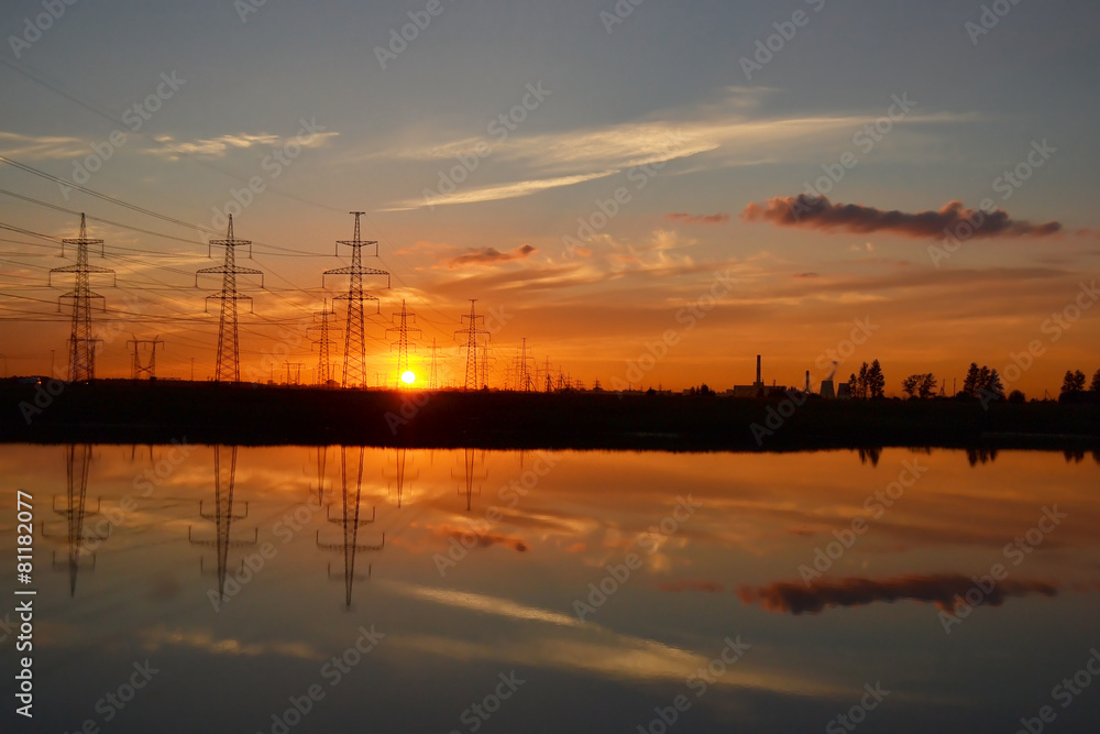 Fototapeta premium Sunset on the lake.