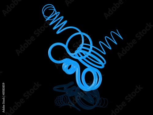 Εκτύπωση καμβά luminescent 3D abstract shape, loops