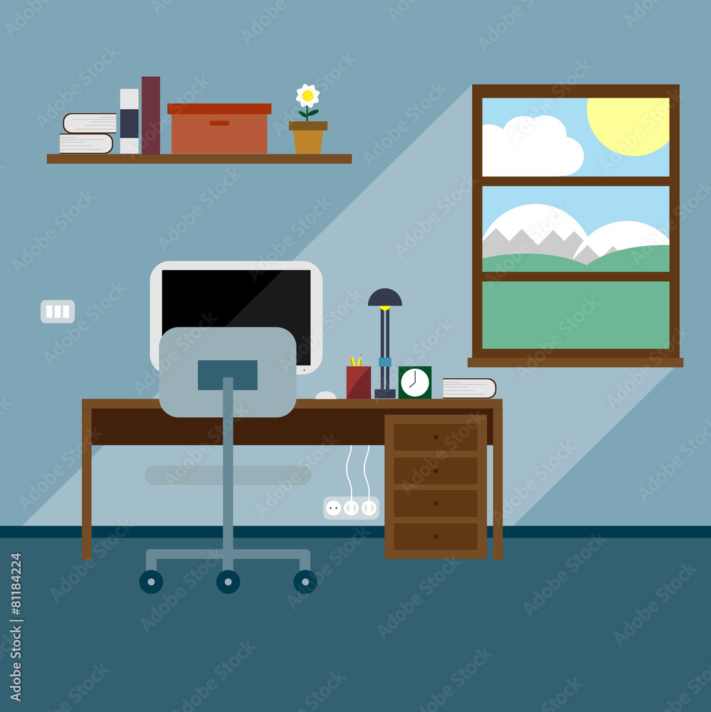 Flat Office Vector Illustration Flat Office Vector Illustration