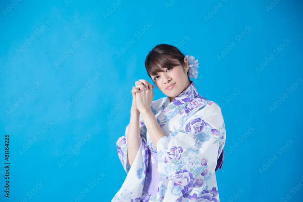 浴衣ポートレート(ブルーバック) 浴衣ポートレート(ブルーバック)