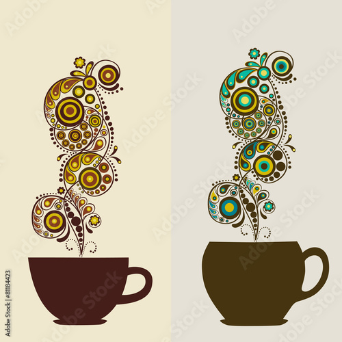 Card with cups for tea and coffee
