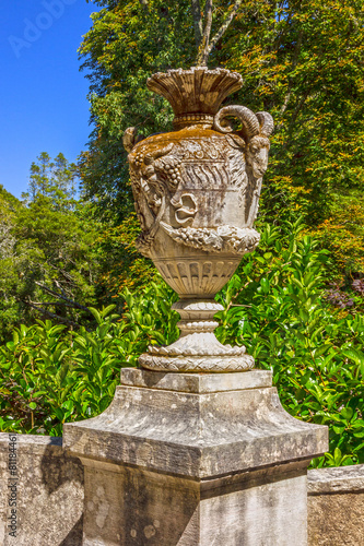 Decorative vase in the park of Palace Quinta da Regaleira, Sintr