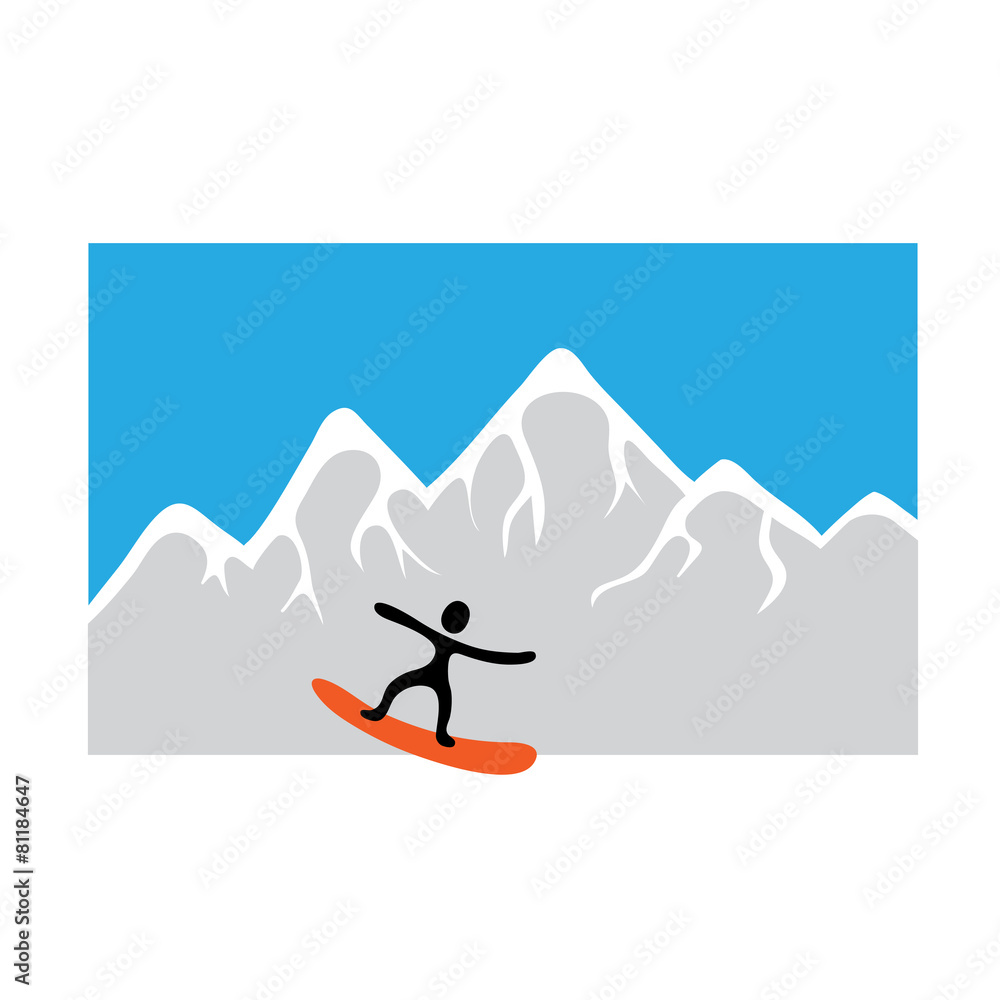 Fototapeta premium freeride, snowboarder and snowy mountain , vector illustration