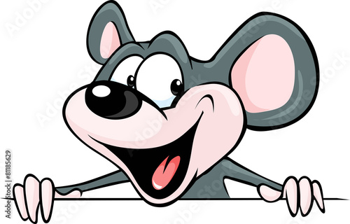 funny mouse peeking from behind a white surface