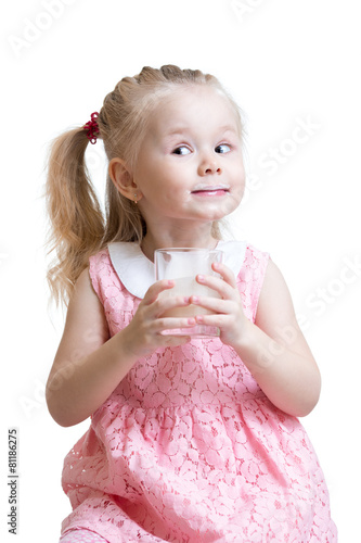 Funny kid girl with a glass...