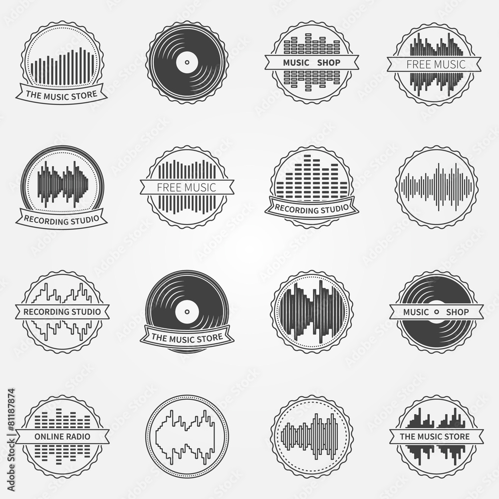Sound vector logo and emblem set