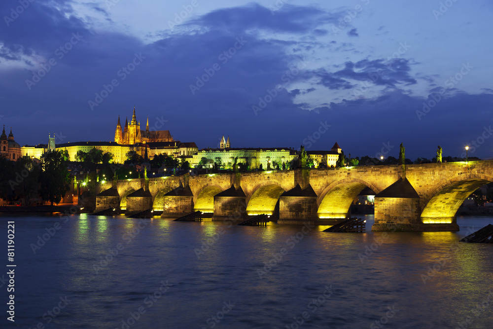 Charles bridge at night. Prague