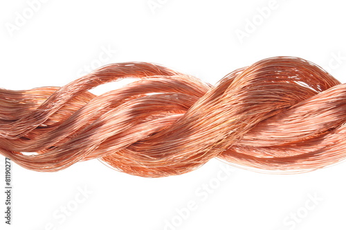 Copper wires isolated on white background