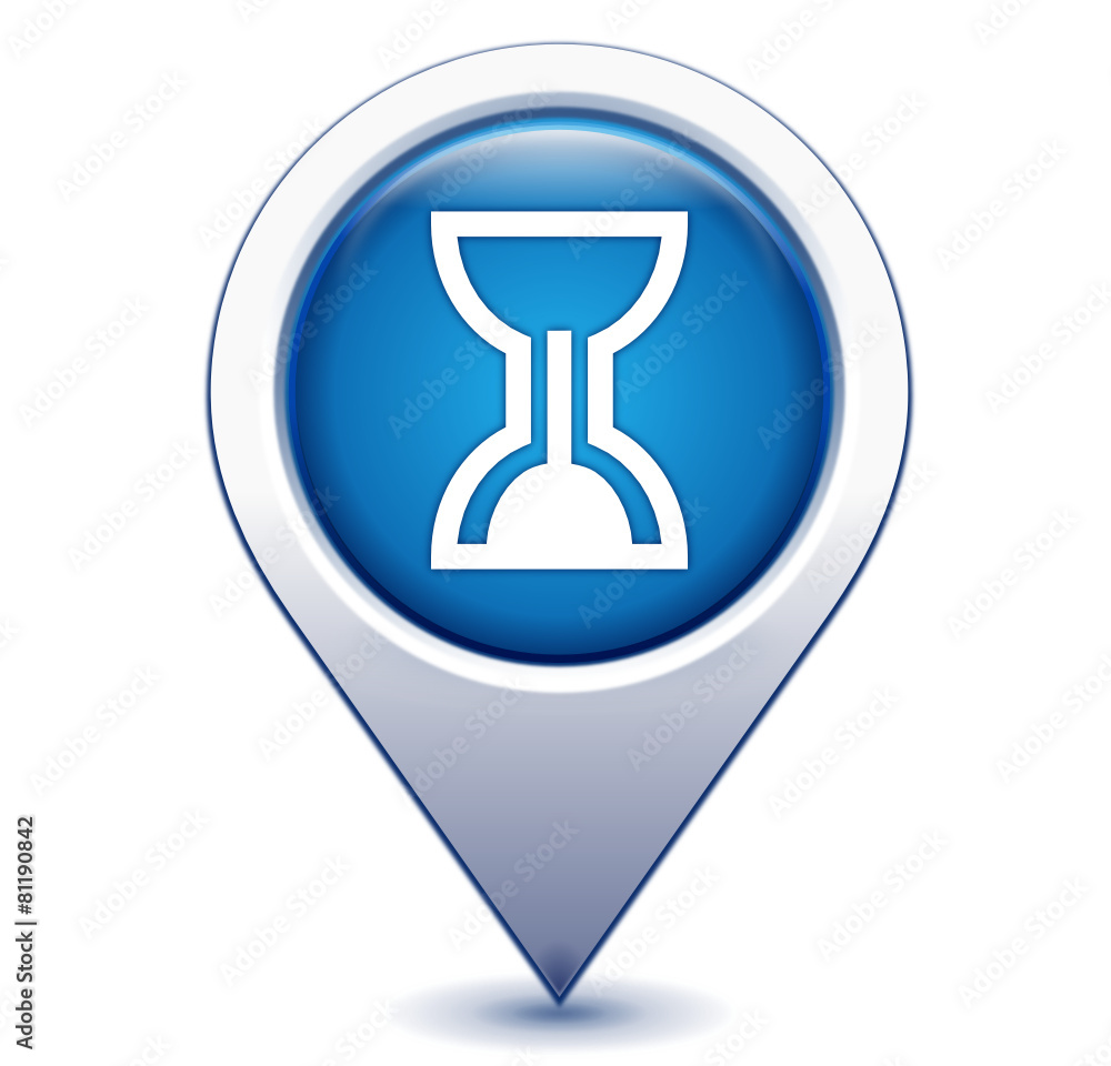 sablier sur marqueur géolocalisation bleu sablier sur marqueur géolocalisation bleu