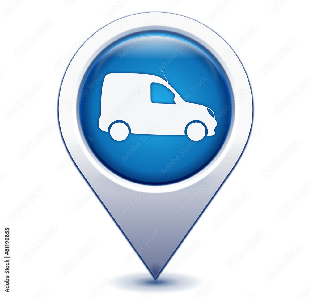 véhicule utilitaire sur marqueur géolocalisation bleu véhicule utilitaire sur marqueur géolocalisation bleu