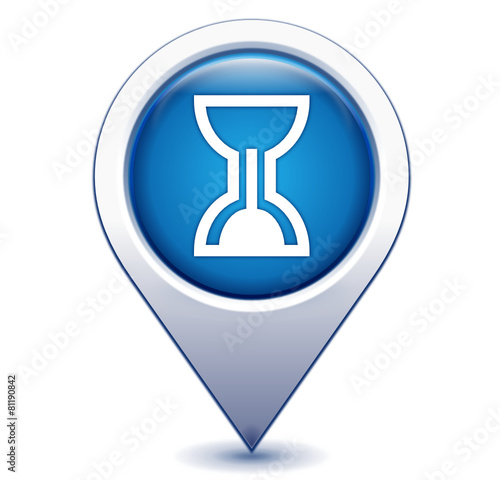 sablier sur marqueur géolocalisation bleu