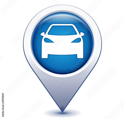 voiture sur marqueur géolocalisation bleu