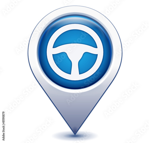 volant sur marqueur géolocalisation bleu