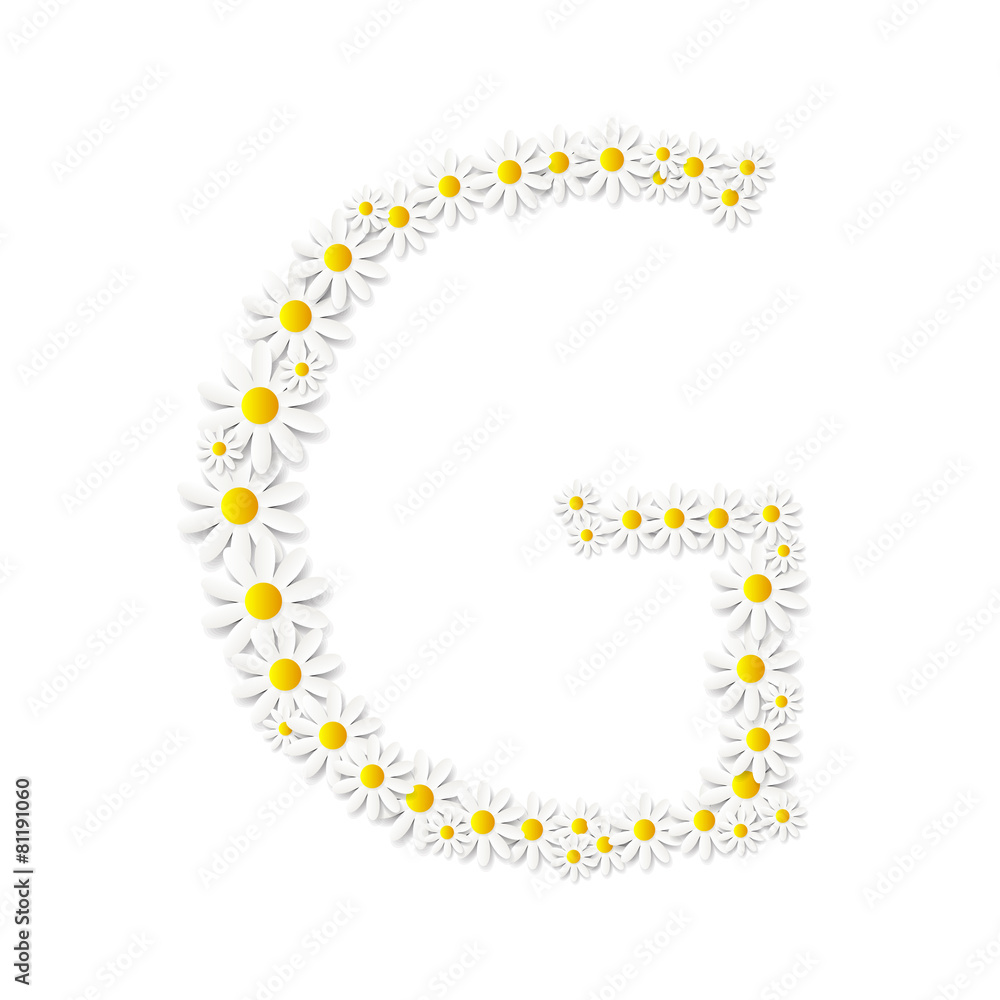 Flora Daisy Design Alphabet Vector Illustartion Flora Daisy Design Alphabet Vector Illustartion