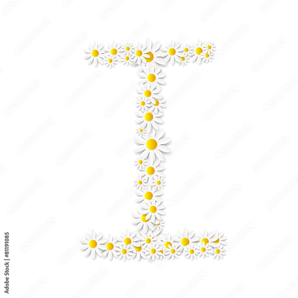 Obraz premium Flora Daisy Design Alphabet Vector Illustartion