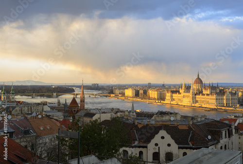 Budapest panorama at sundown