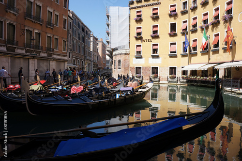 Venice, Italy - Gondolier and historic tenements