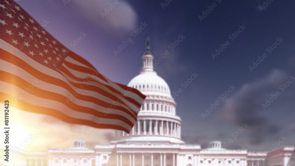 American Flag with US Capitol Building Stock Video | Adobe Stock