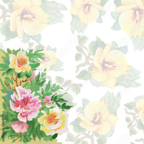 Floral colorful spring flowers pattern on white background