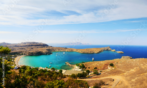 Azure Bay in Lindos (Rhodes Island, Greece) photo