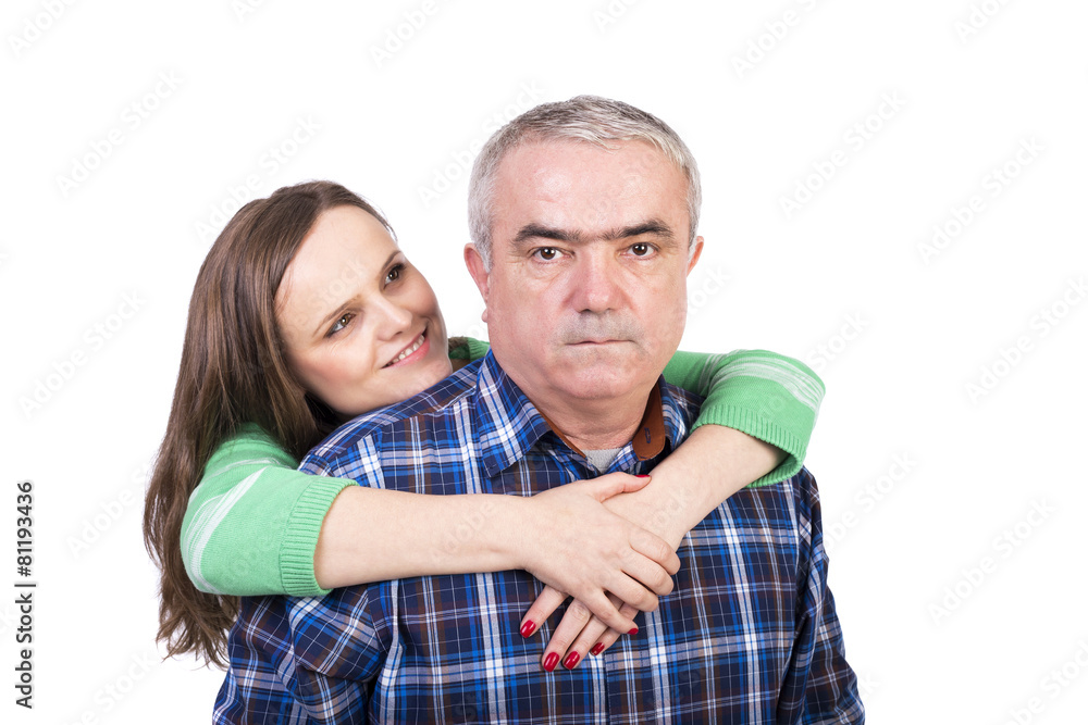 Portrait of happy daughter hugging her father Portrait of happy daughter hugging her father