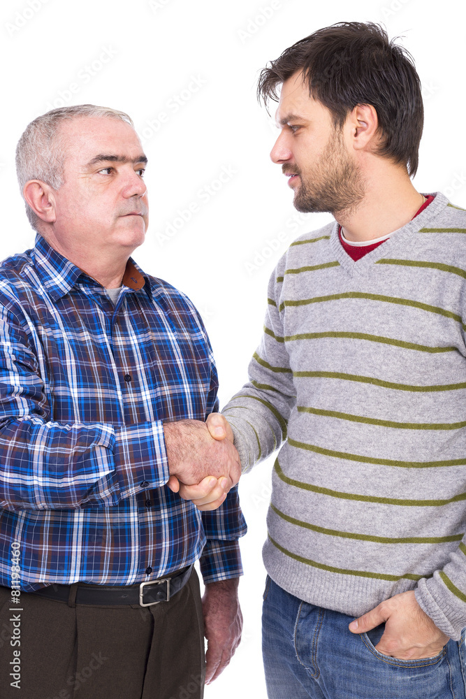 Portrait of two men, father and son Portrait of two men, father and son