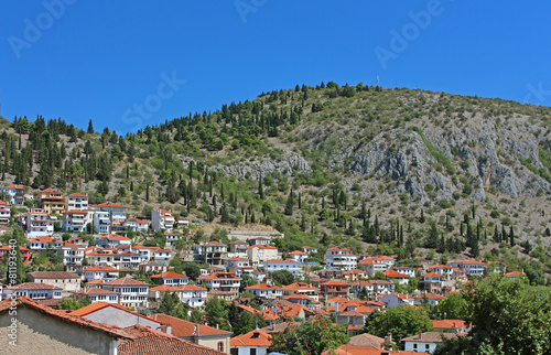 Stone traditional houses in Kastoria city (Epirus, Greece)