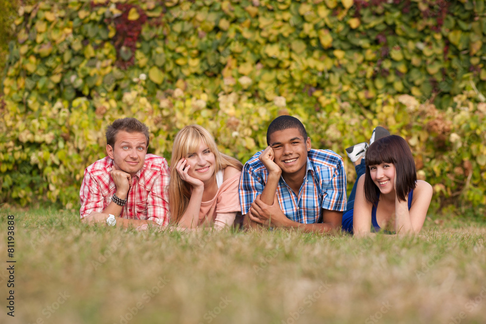 Fototapeta premium Young happy people outdoor