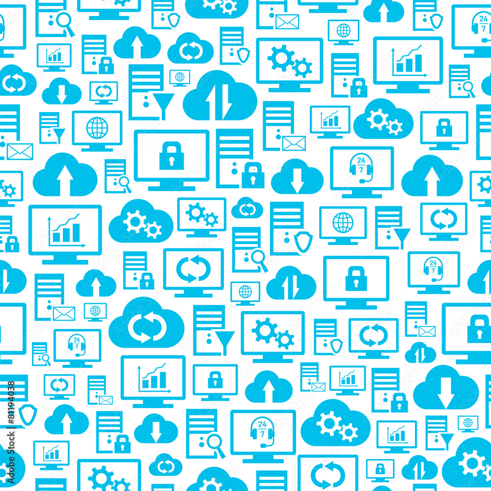 Seamless pattern with hosting cloud icons Seamless pattern with hosting cloud icons