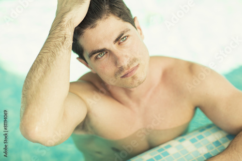 Young man in the pool