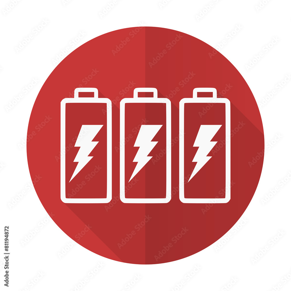Fototapeta premium battery red flat icon power sign