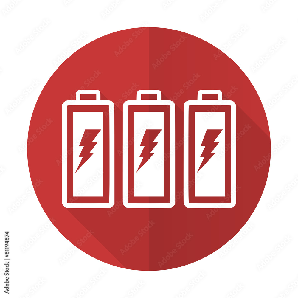 Fototapeta premium battery red flat icon power sign