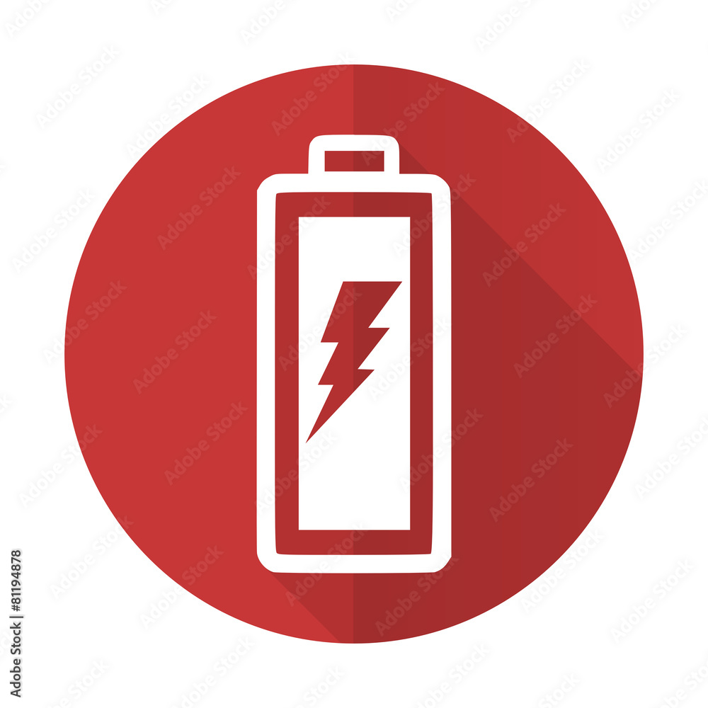battery red flat icon power sign battery red flat icon power sign