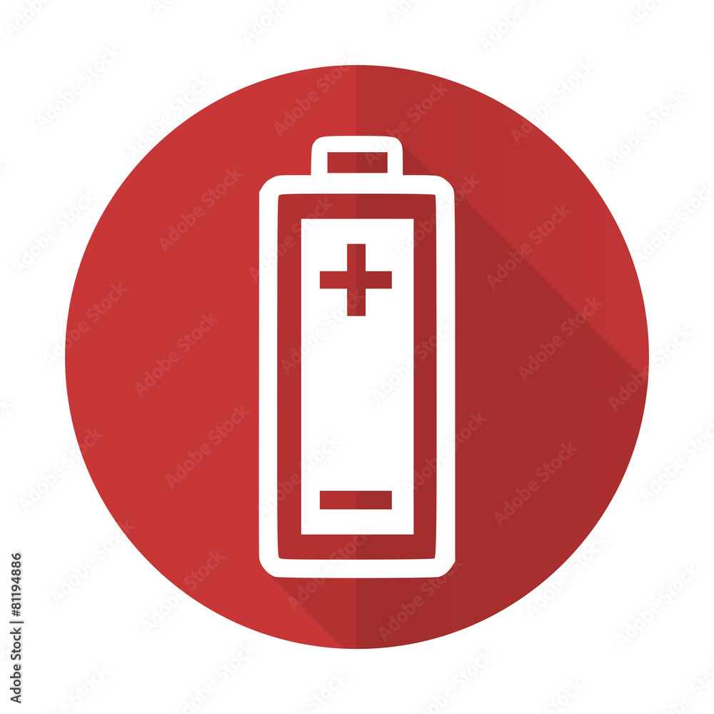 battery red flat icon power sign battery red flat icon power sign