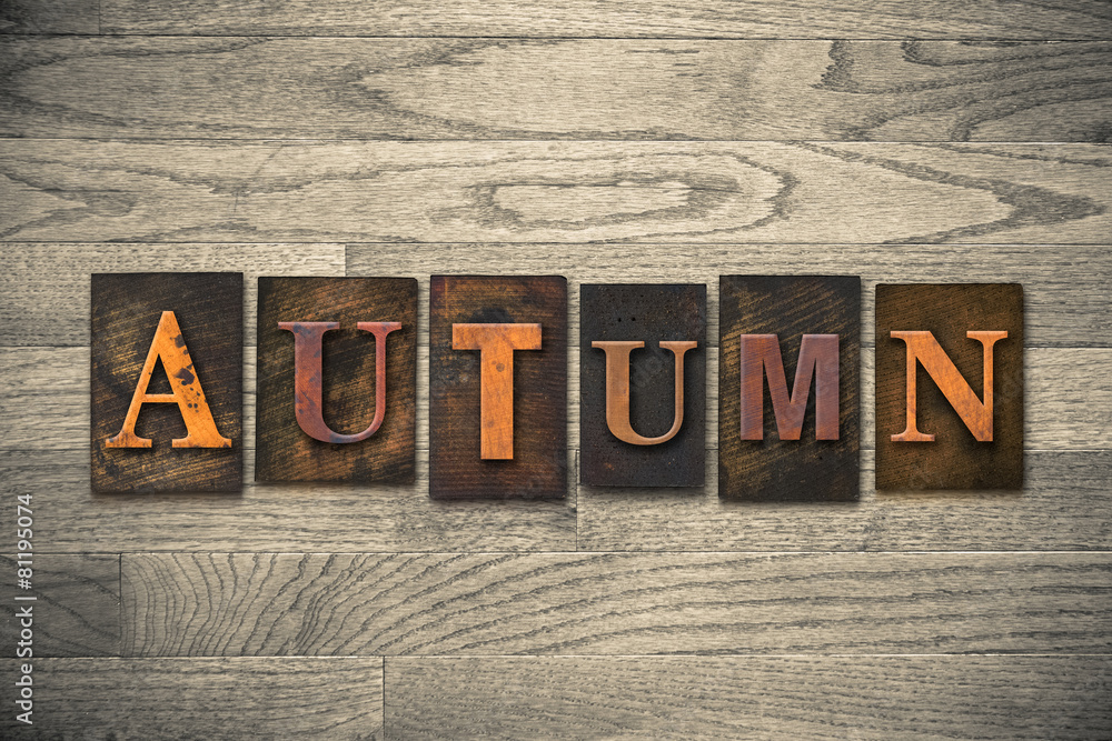 Naklejka premium Autumn Wooden Letterpress Theme