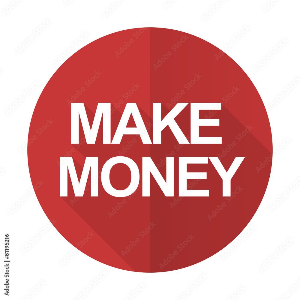 make money red flat icon